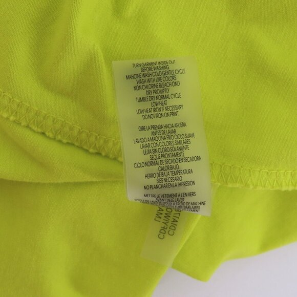 Calvin Klein Womens Large Yellow Green White Rhinestone Bling Tee T Shirt Dress - Picture 11 of 14